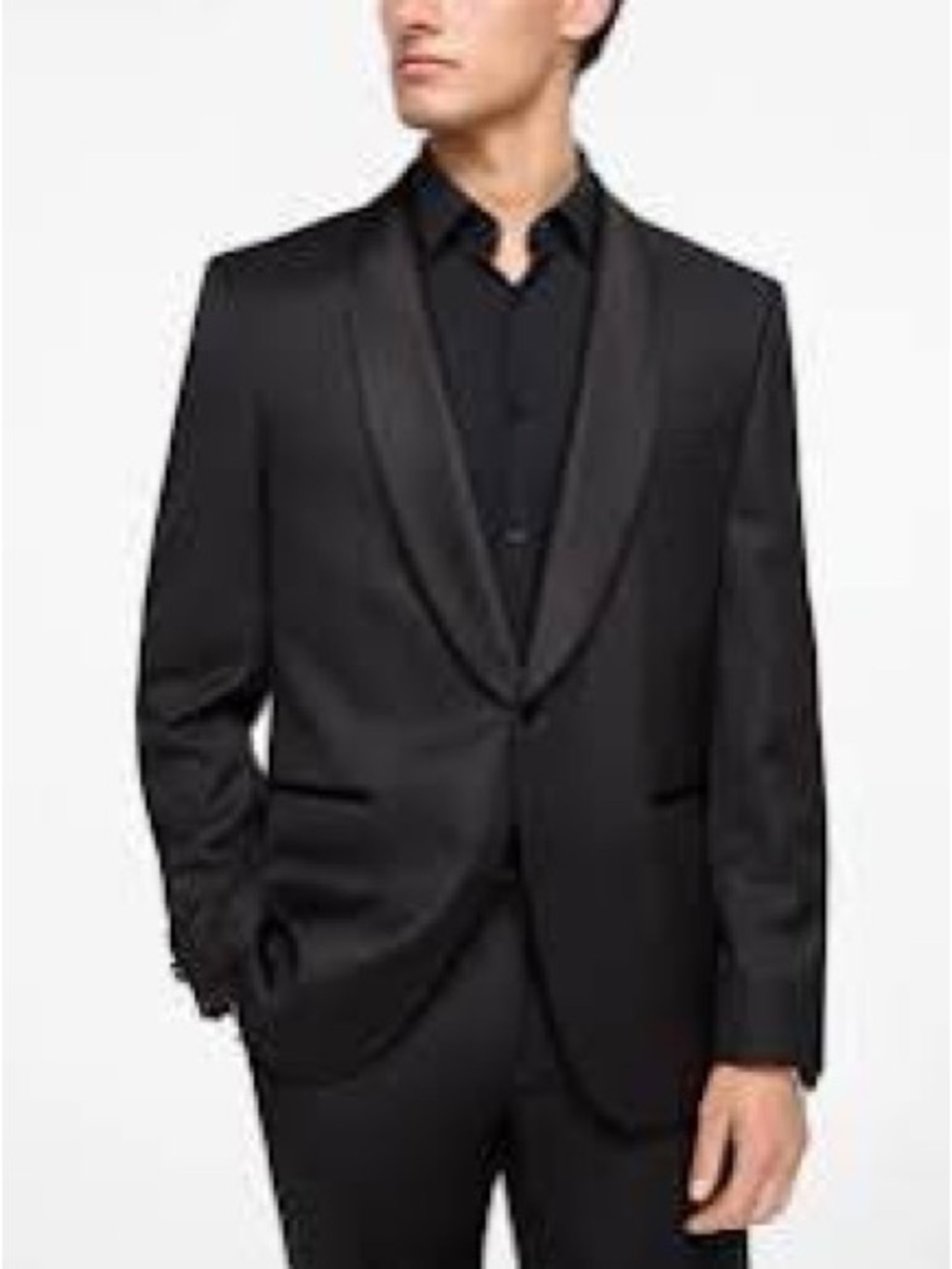 Joseph Abboud loro piana fabric Black Satin Shawl Lapel Tuxedo Jacket